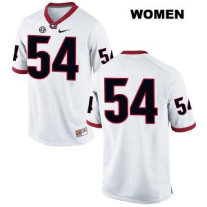 Women's Georgia Bulldogs NCAA #54 Justin Shaffer Nike Stitched White Authentic No Name College Football Jersey YQA2654XP